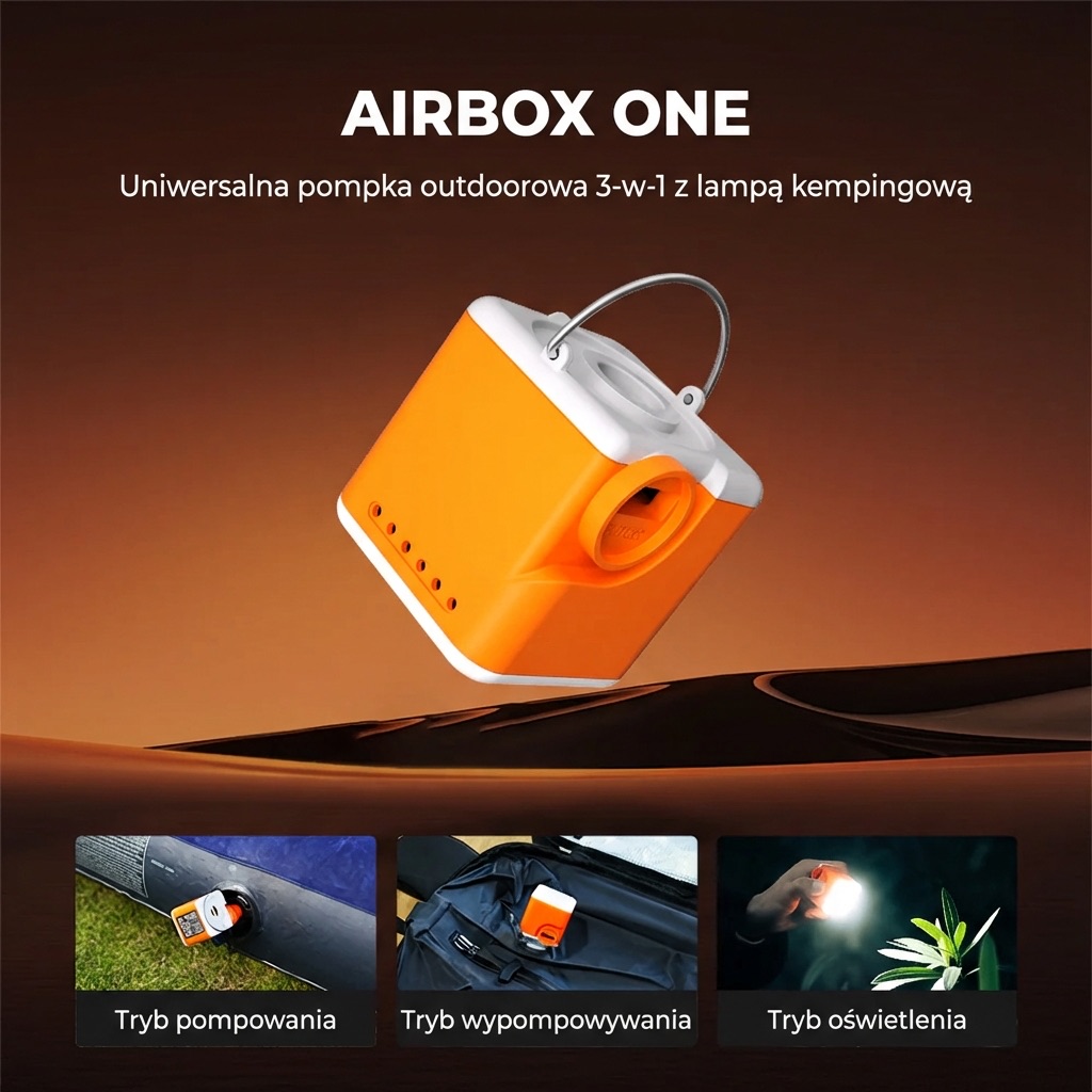 Airbox One - 3 funkcje: pompowanie, wypompowywanie, oświetlenie