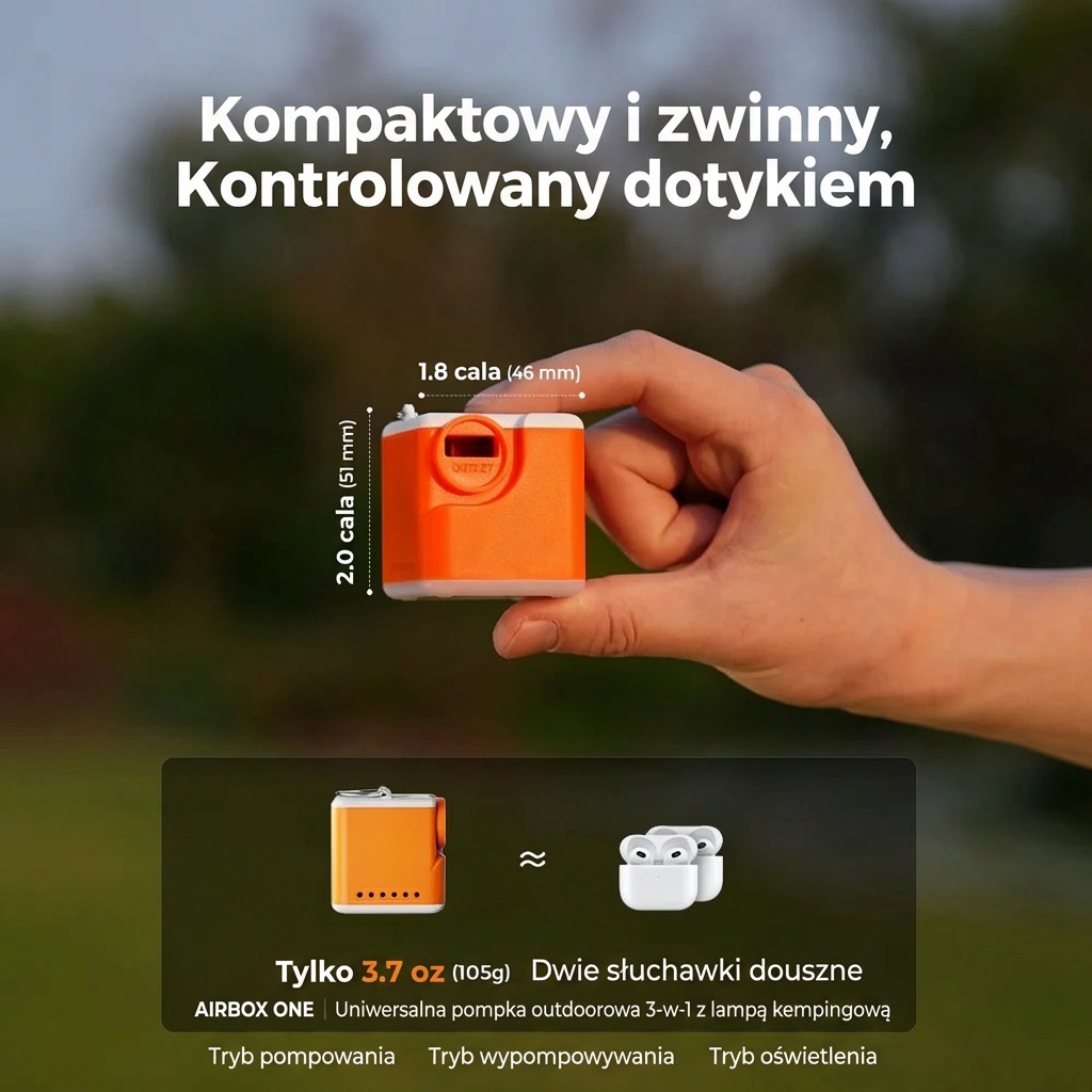 Airbox One - kompaktowy rozmiar 105g, mieści się w dłoni